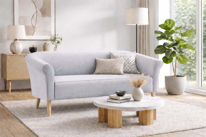 Sofa ESPERO styl skandynawski 3 osobowa welur monolith 84