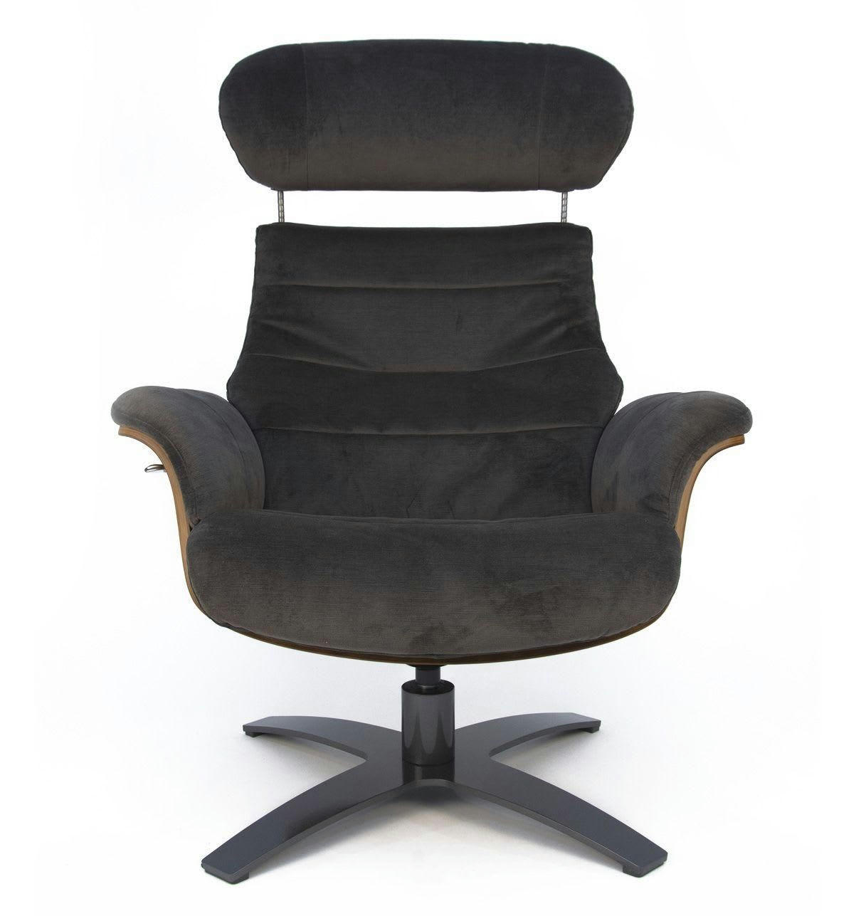 VÉGA - Fauteuil Velours et Chêne Naturel - Velours Brun