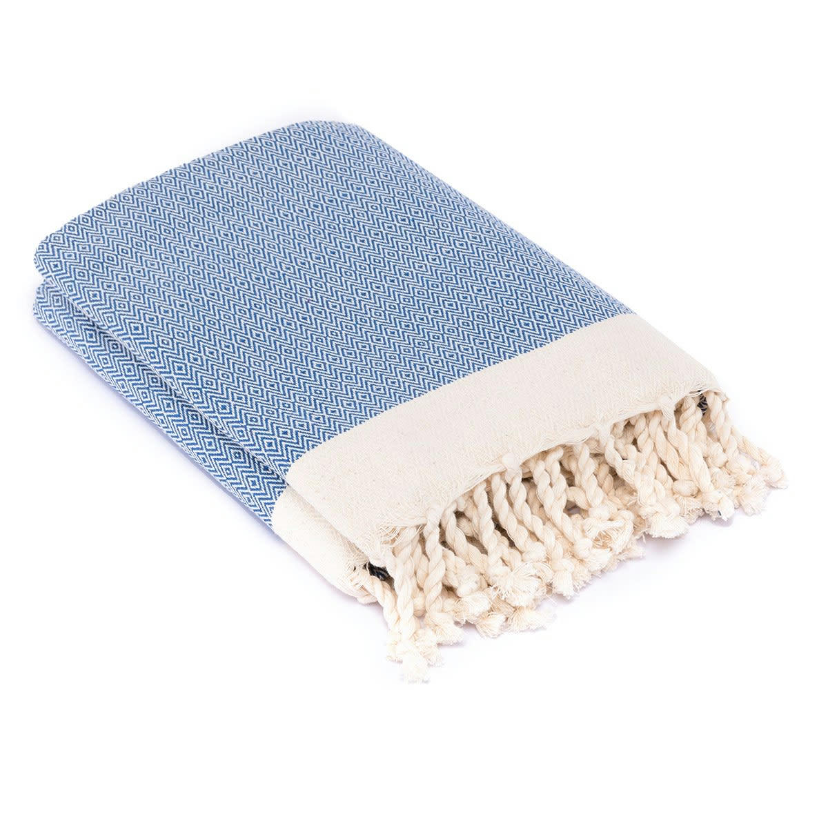 COURCHEVEL - Plaid coton  130x170 bleu grec