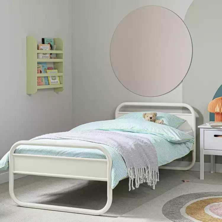 Habitat Kids Rory Curved Single Metal Bed Frame - Pale Grey