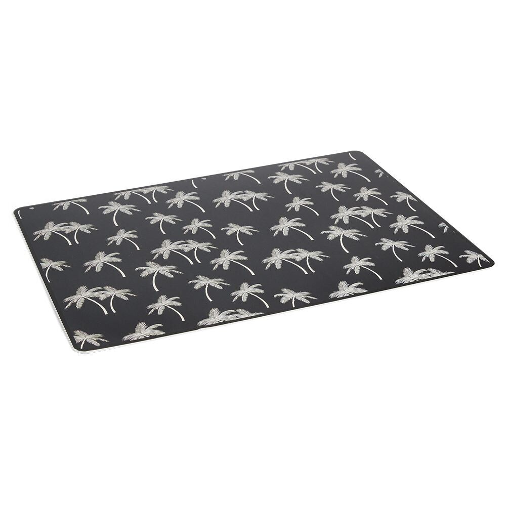 Tapis repose gamelle animaux motif palmier plastique 32x43cm