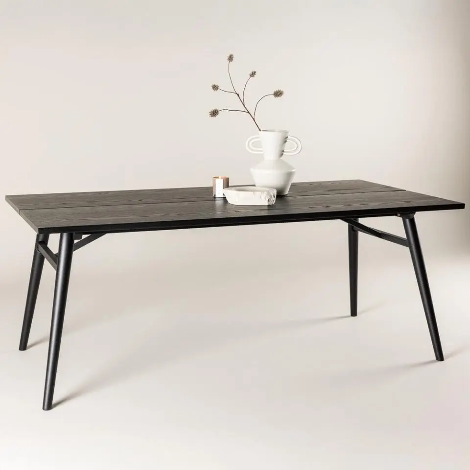 Eettafel Zwart Hout - 195x95x75cm - Sleek