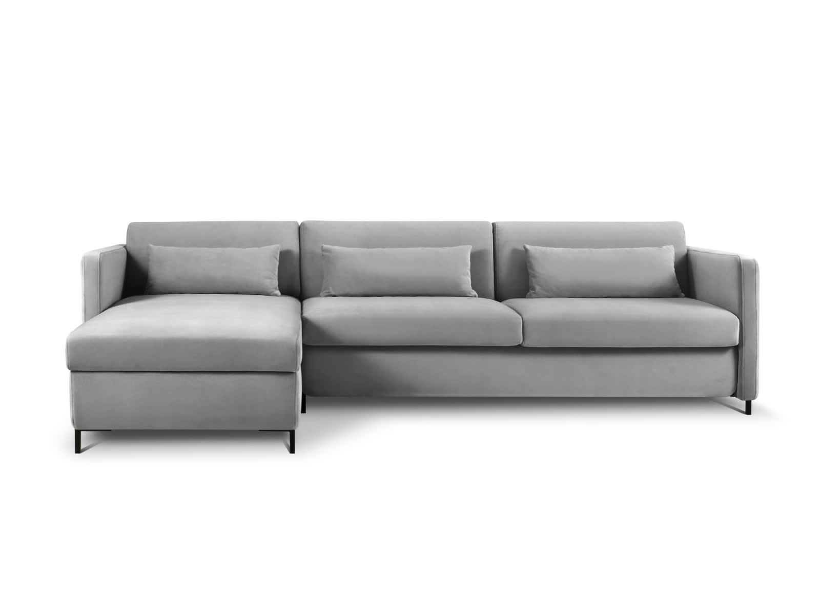 YANIS - Canapé D'Angle Gauche Convertible 5 places en Velours Vert Bouteille