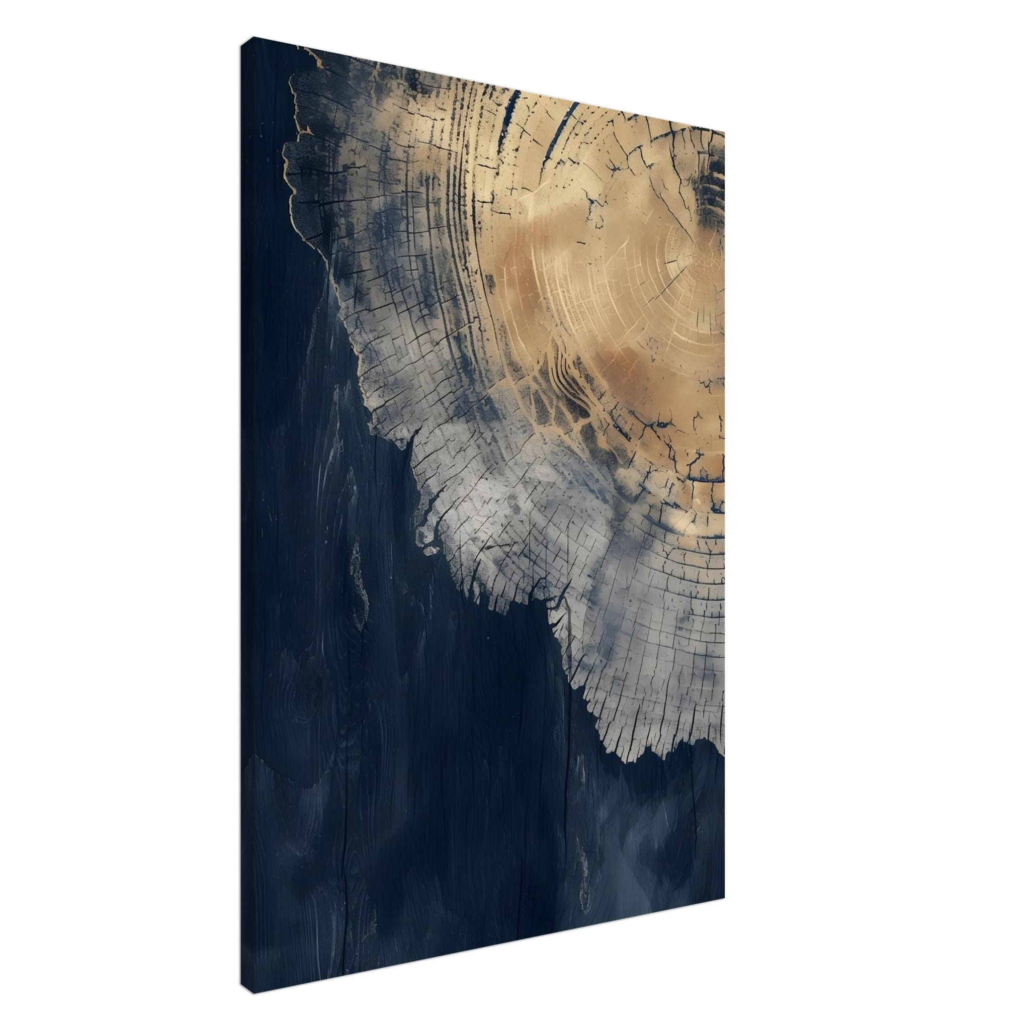 Artfulprints Canvas Abstract wood rings canvas - 75x100 cm - Blauw