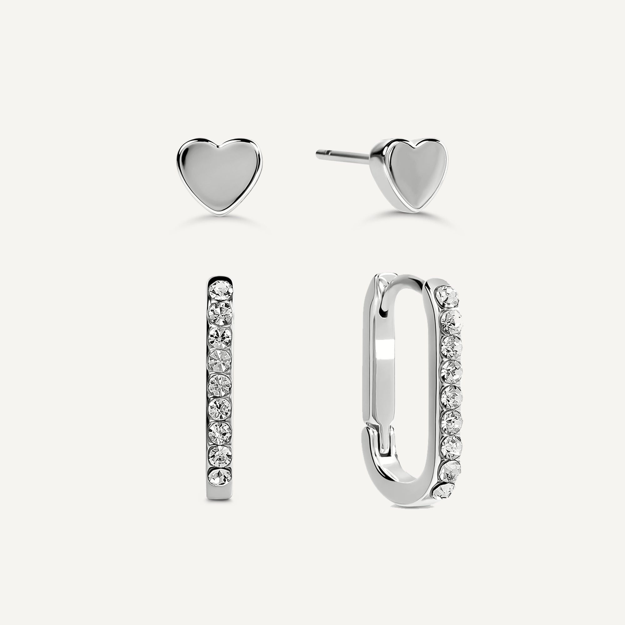 Alba Place Silver Stone Set Huggie Hoops - RYJ1623S