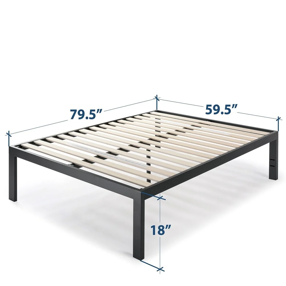 JustMallet Black Frame 18 inch Heavy Duty Steel Platform Bed By Crown Comfort