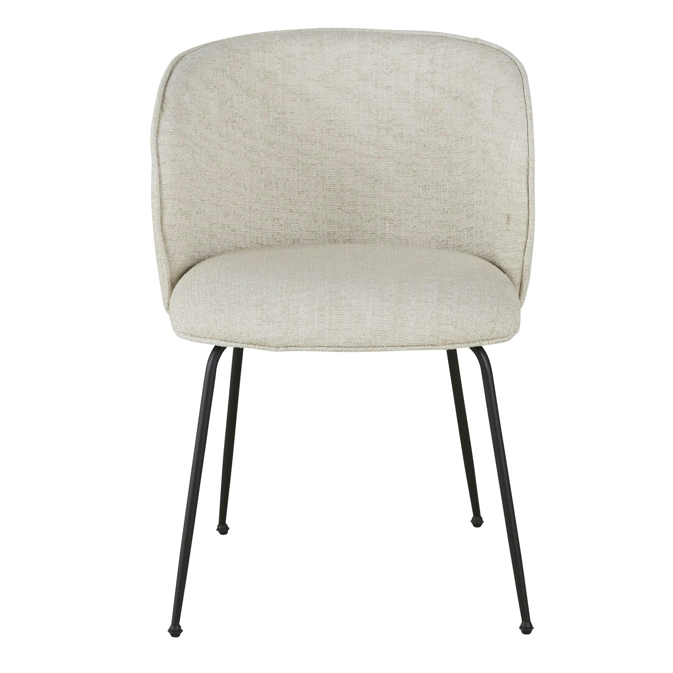 Kate - Chaise en polyester recyclé et lin beige et pieds en métal noir
