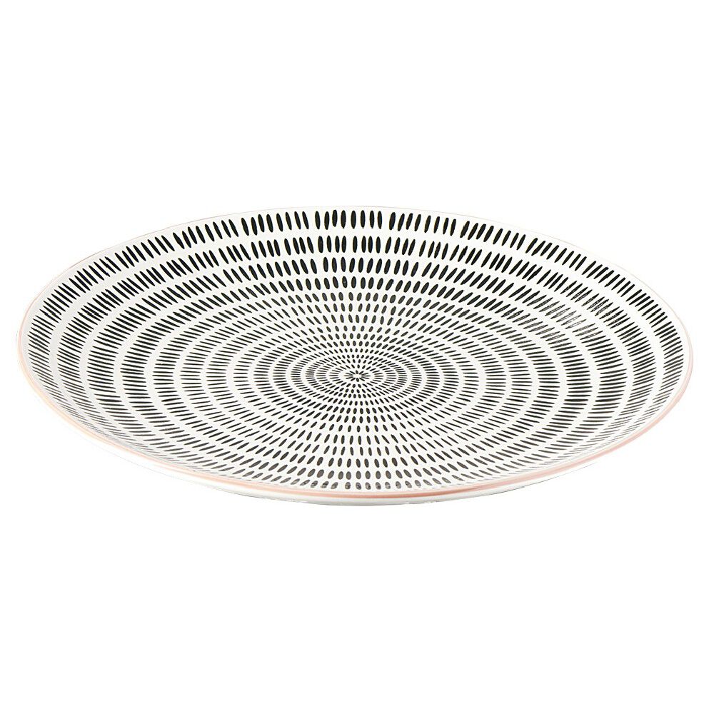Assiette plate ronde motif géométrique noir et blanc Ø26.5cm (3 modèles)