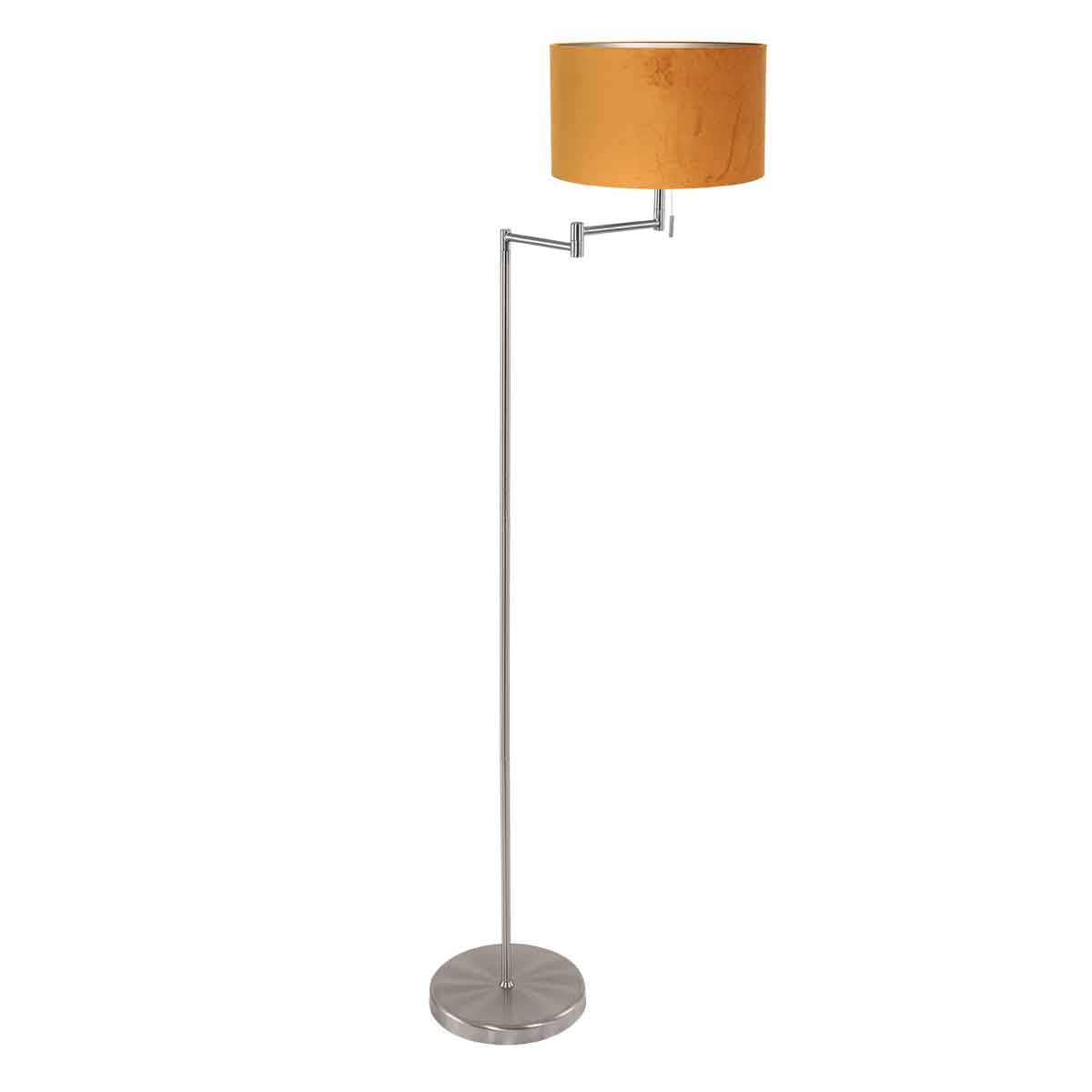Mexlite Vloerlamp Bella Staal Lampenkap Ø 30cm Geel E27 Fitting 3877ST