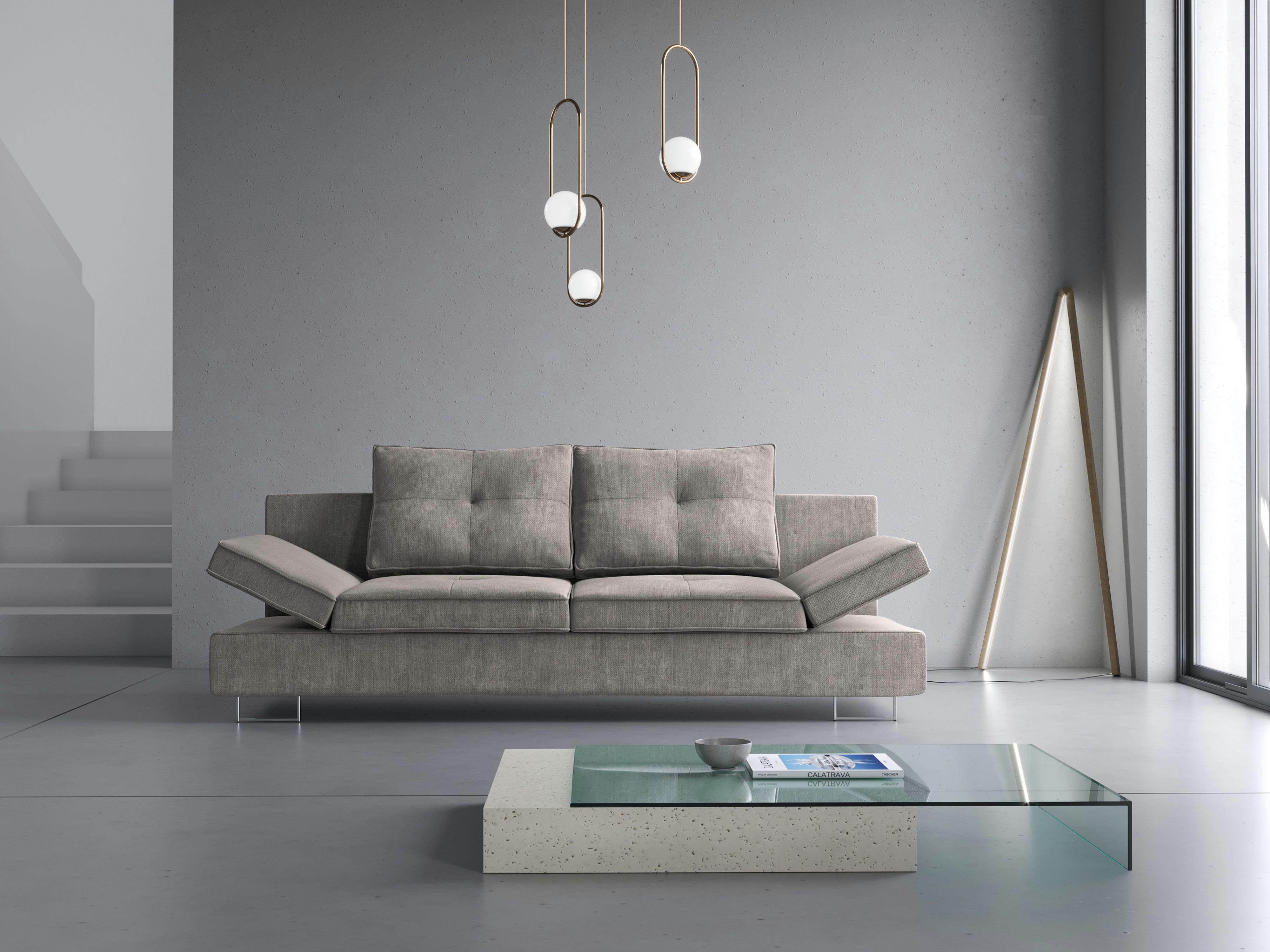 ZIRCON - Canapé 2 places en tissu structuré gris