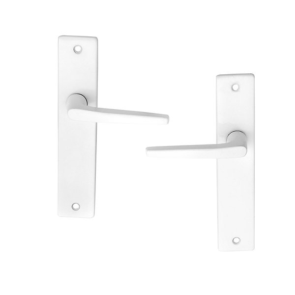 Ensemble poignée sur plaque rectangulaire Colan satin blanc L.106mm x l.39.8mm entraxe 165mm