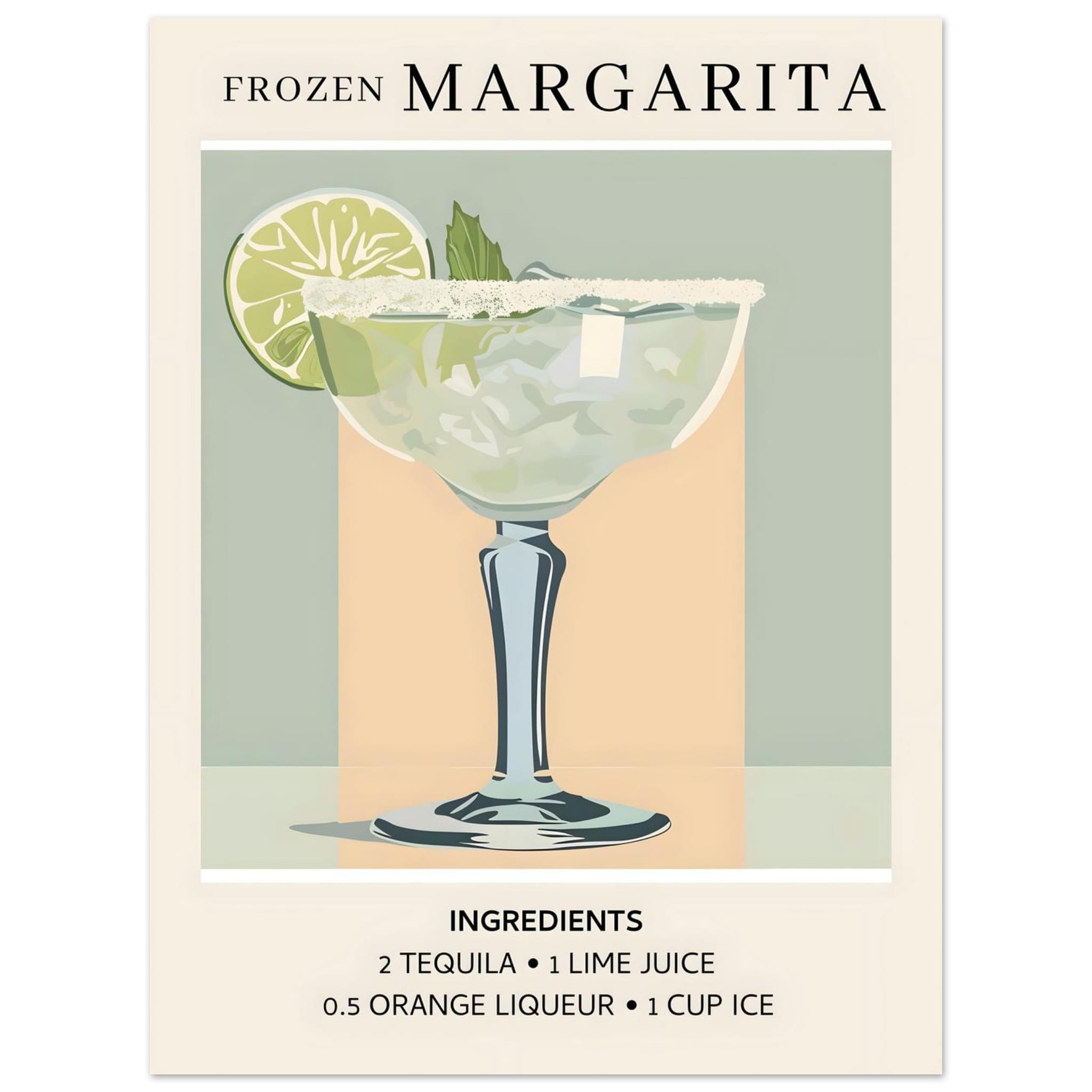 Artfulprints Poster Frozen Margarita cocktail I - Ingrediënten  - 30x40 cm - Groen