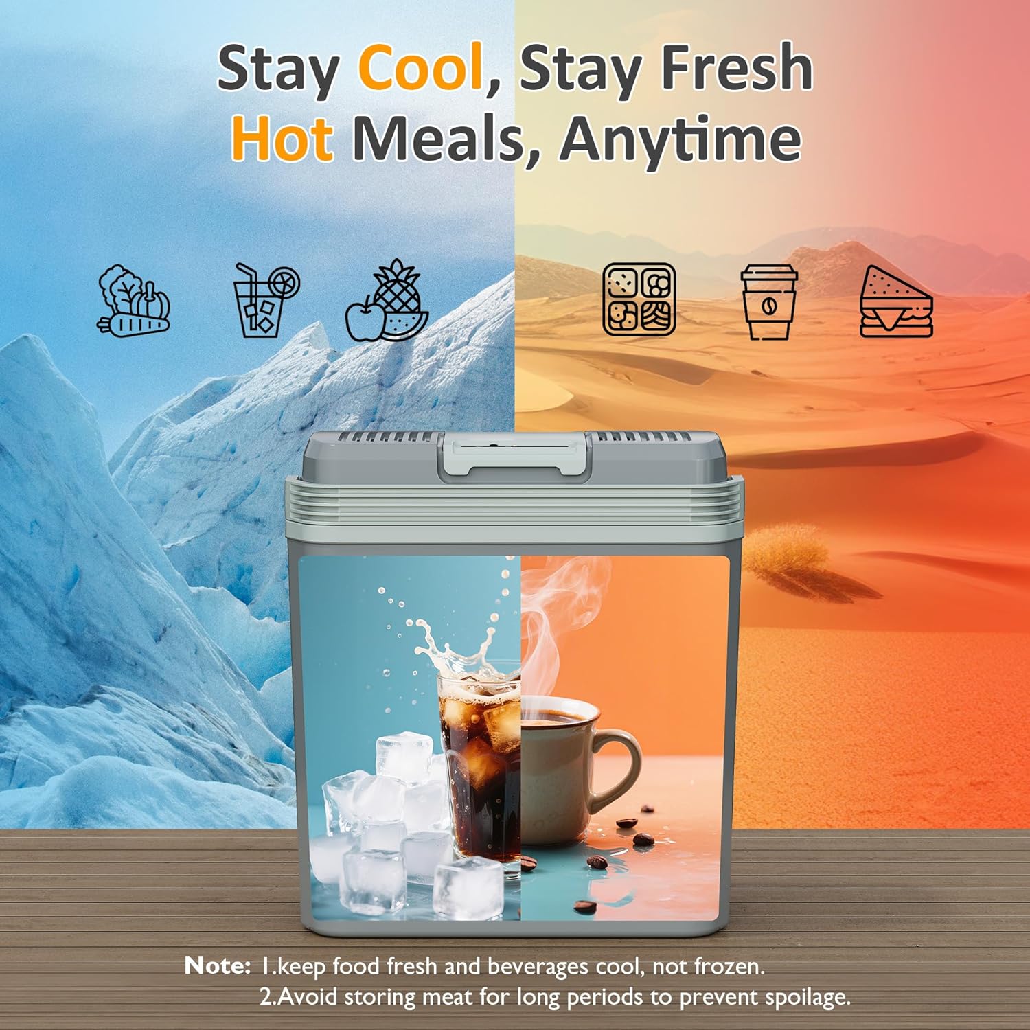 SUNVIVI Electric Cooler & Warmer with Handle, 21QT Portable Thermoelectric Car Refrigerator, Plug-in Mini 12V Fridge for Vehicle, Car fridge for Truck, Travel, Camping, Home, Office, Gray