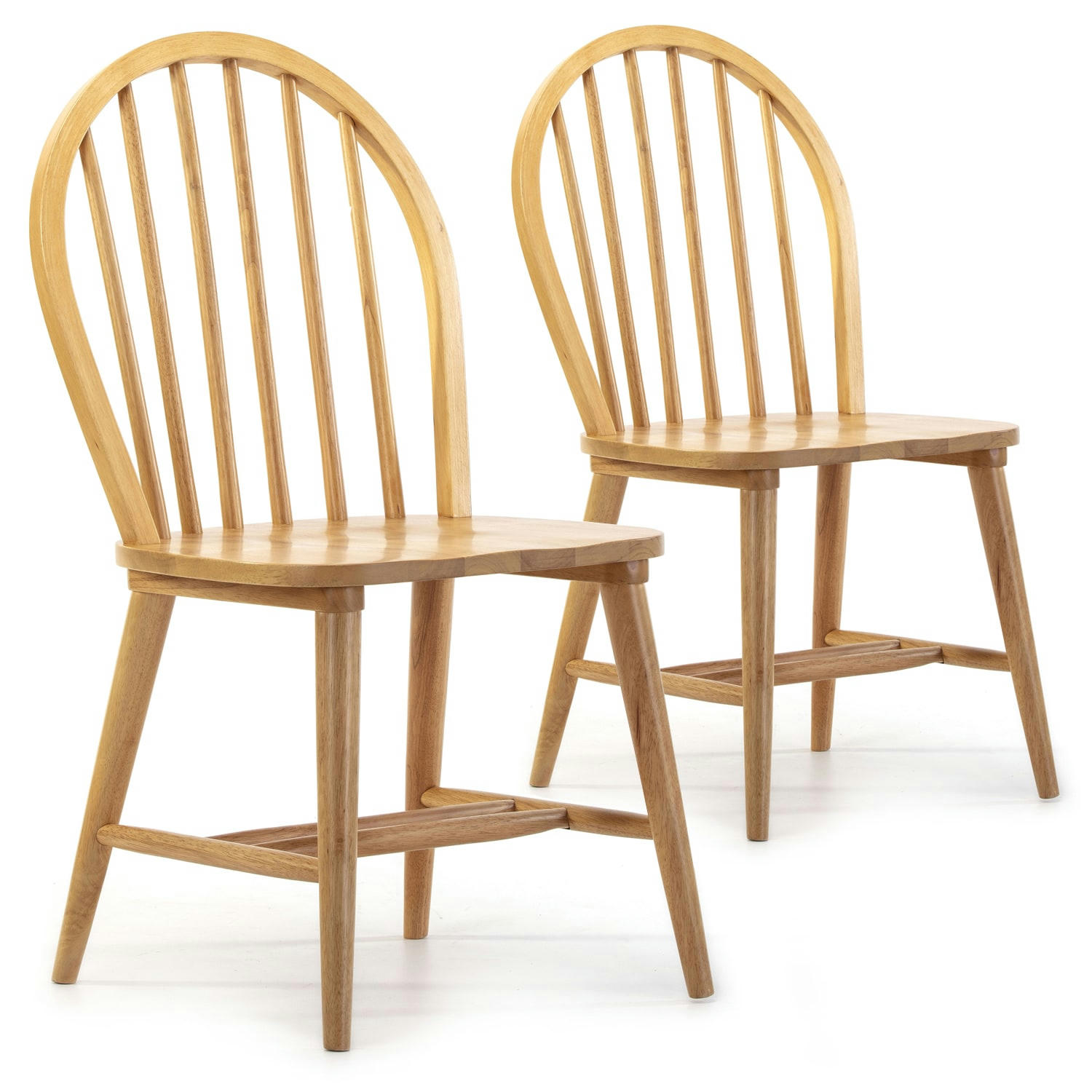 CLARCK - Pack 2 chaises couleur chêne, bois massif, 48 cm x 48 cm x 92 cm