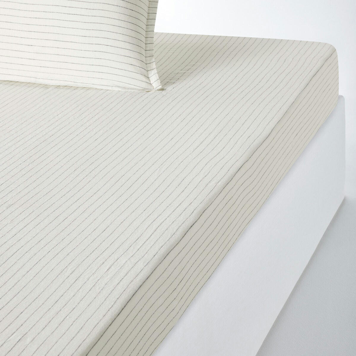 Drap housse en lin lavé bonnet 30 cm, Linot Rayé