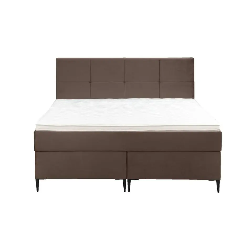 Boxspring Liv geblokt - bruin - 140x200 cm - slanke poot