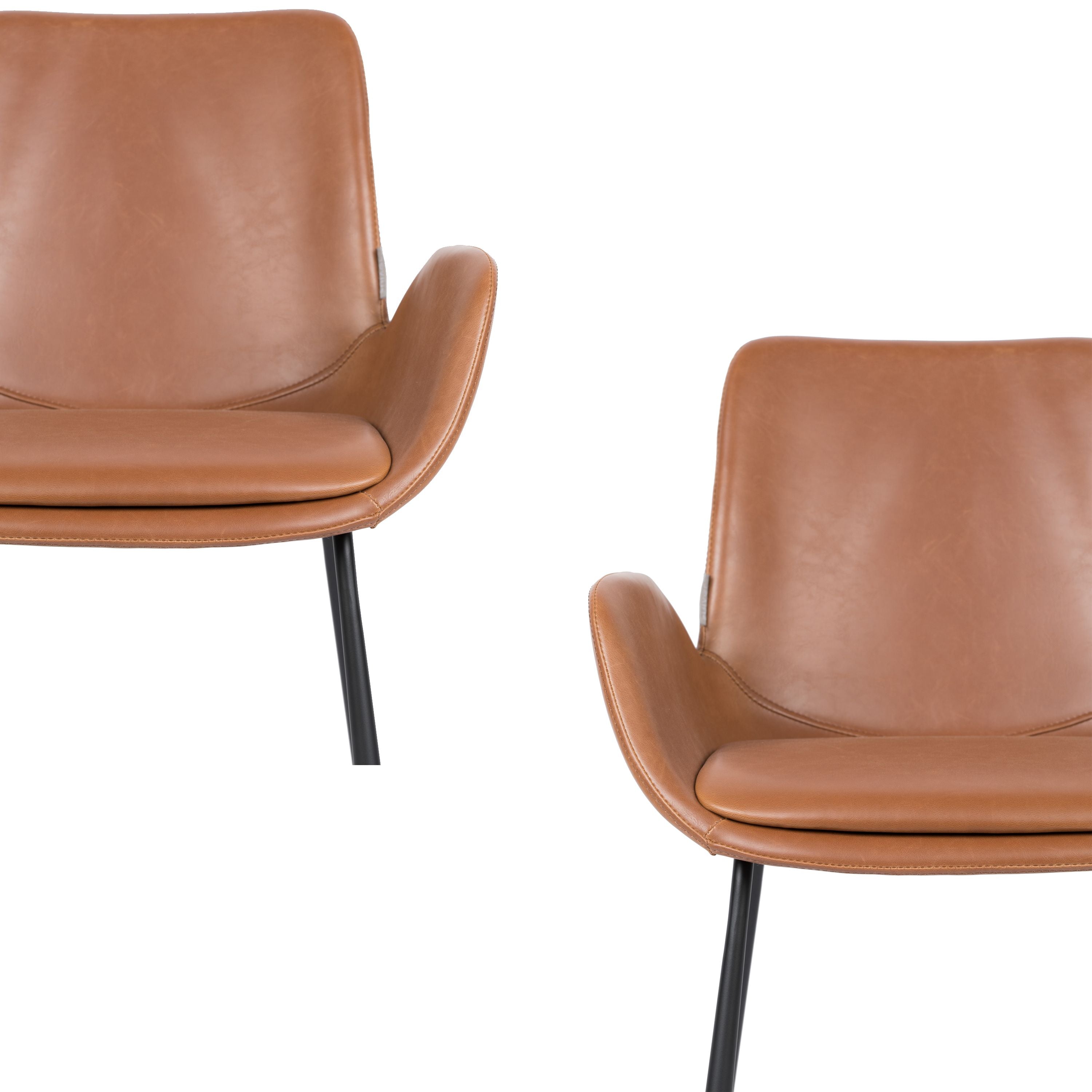 Zuiver Brit LL Eetkamerstoelen Armleuning Bruin - Set van 2