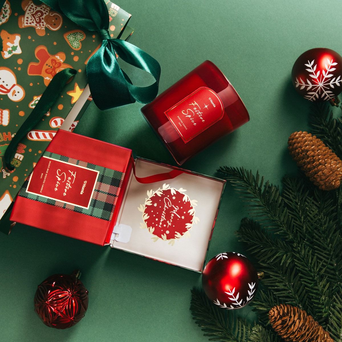 Świeca zapachowa z pozytywką TARTAN Festive Spice 200 g