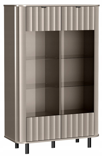 Witryna NOVADO 155 cm Clay Gray frezowane fronty czarne nogi nowoczesna