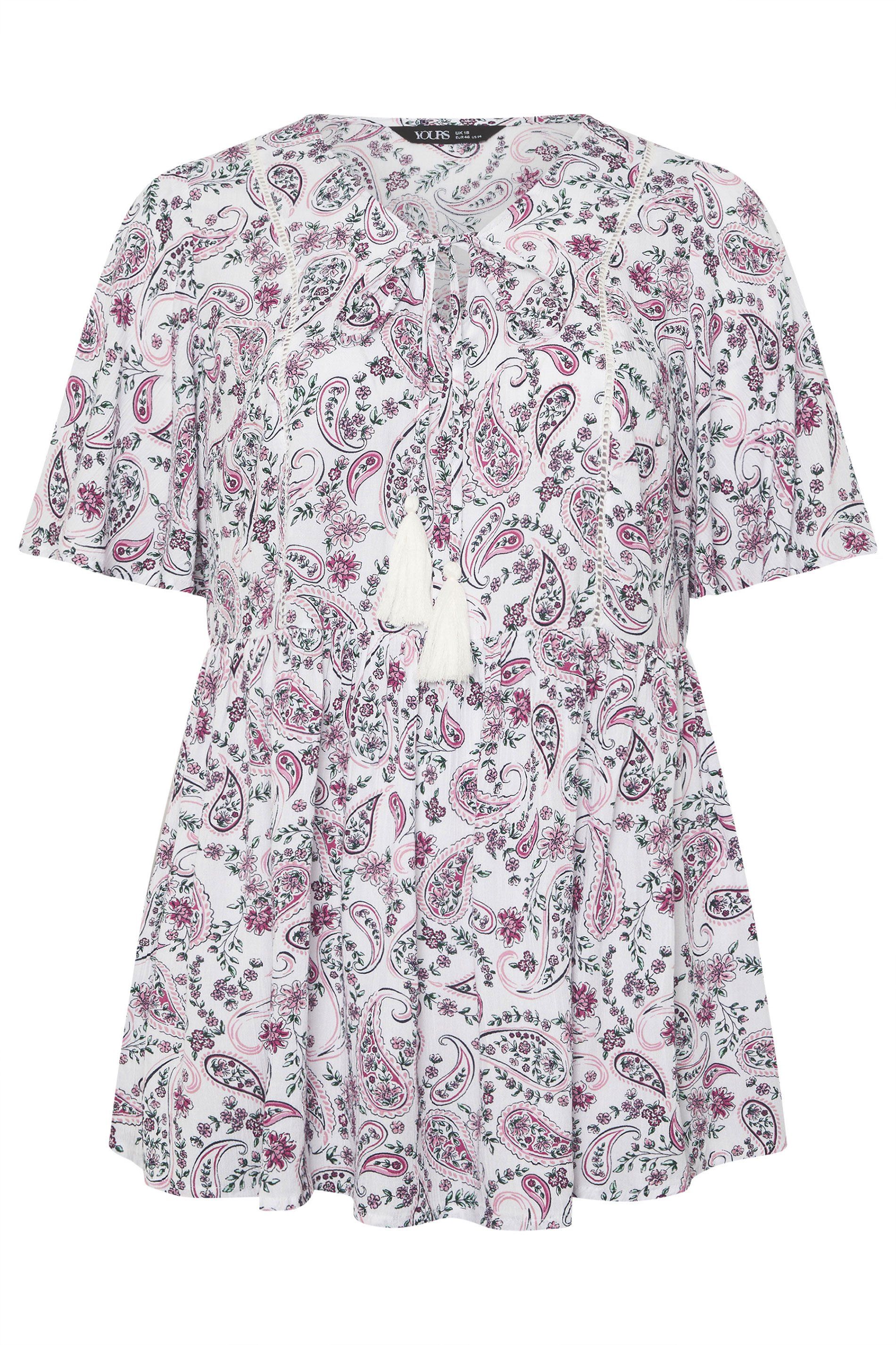 Yours Paisley Embellished Tie Neck Top