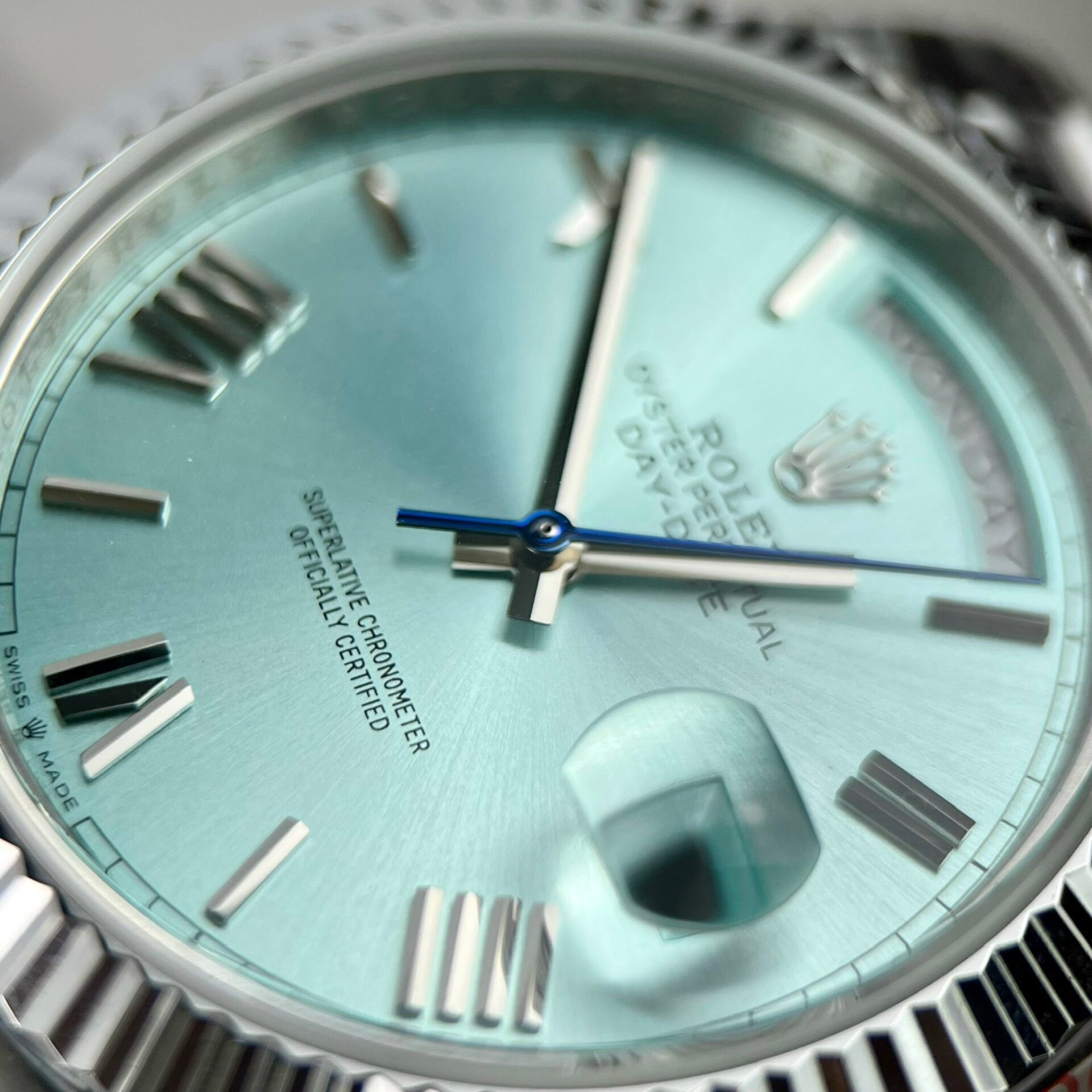 Rolex Day-Date 228236 904L Steel Ice Blue Dial 40mm Super Clone