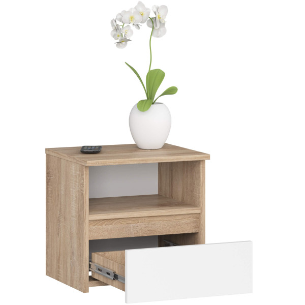 Szafka nocna AKORD CL1 Dąb Sonoma 40cm Biały mat 40x35x40cm