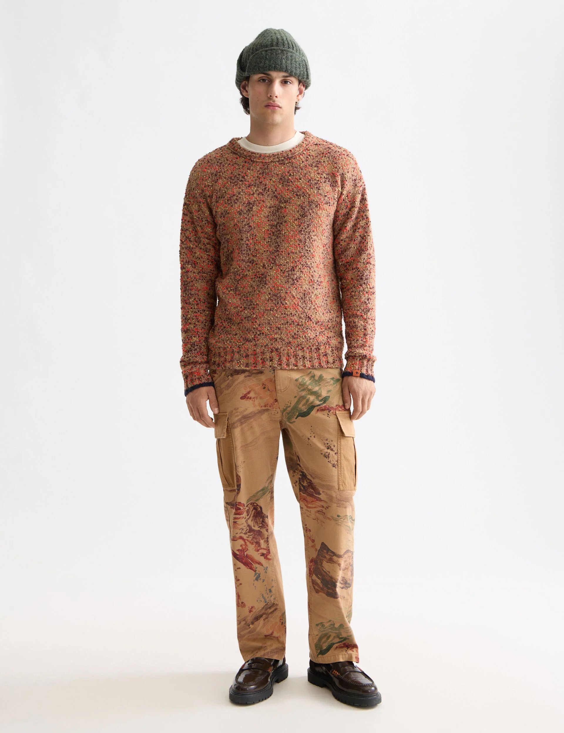 chunky slub dropped shoulder pullover