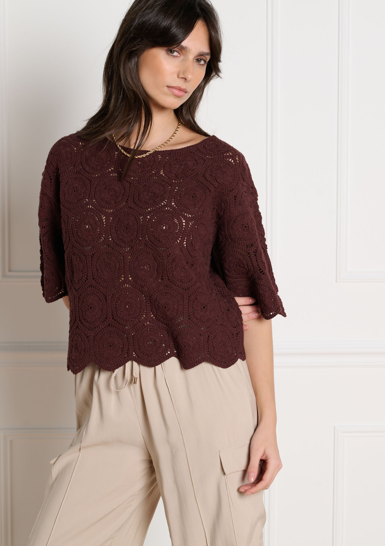 Gehaakt opengewerkt top