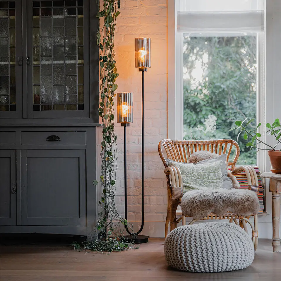 Qazqa vloerlamp laura grijs e27