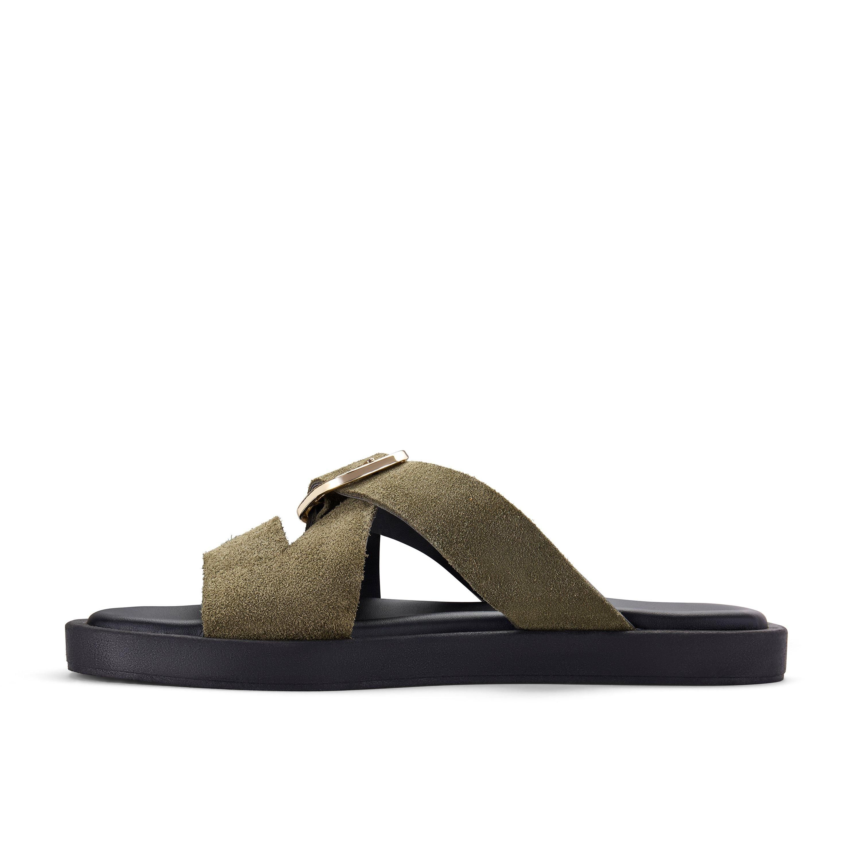 Clarks Ravina Strap Olive Flat Sandals