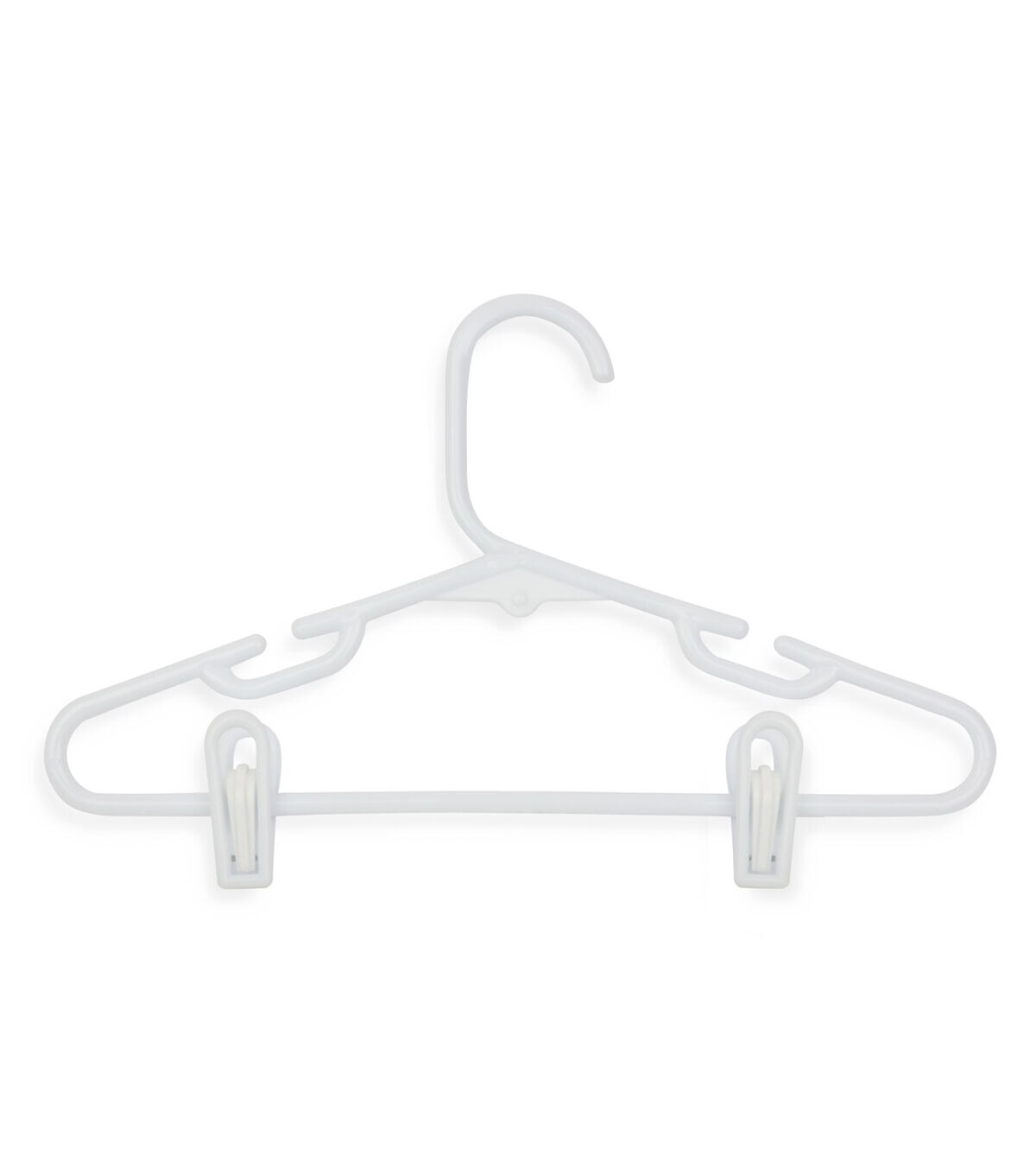 Honey Can Do 12 x 7 White Kids Clothes Hangers With Clips 18pk