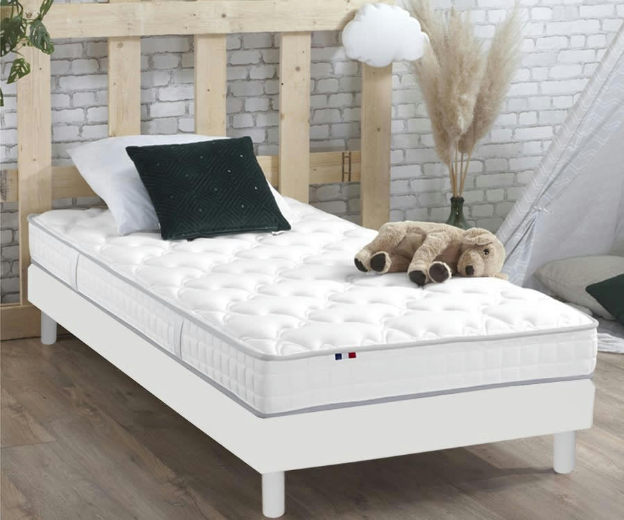 ENSEMBLE KIT ZENITH - Ensemble Matelas Mémoire de forme + Sommier Kit Blanc 90x190