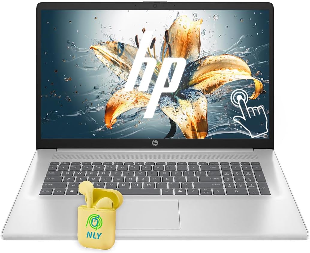 HP 17 Laptop  17.3 HD+ LED Anti-Glare Touchscreen Business Laptop Computer  Windows 11 Laptop 32GB RAM 1TB SSD  AMD Ryzen 5 Processor  AMD Radeon Graphics  Numeric Keypad  NLY Earphones  Silver
