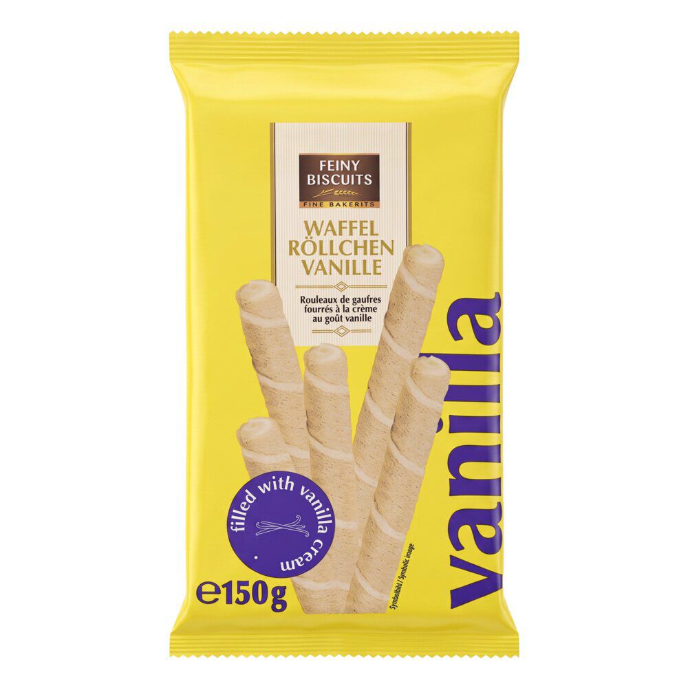 Gaufrettes roulées fourrés crème vanille 150gr