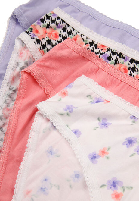 Womens 4pk Coral Floral Print High Cut Briefs
