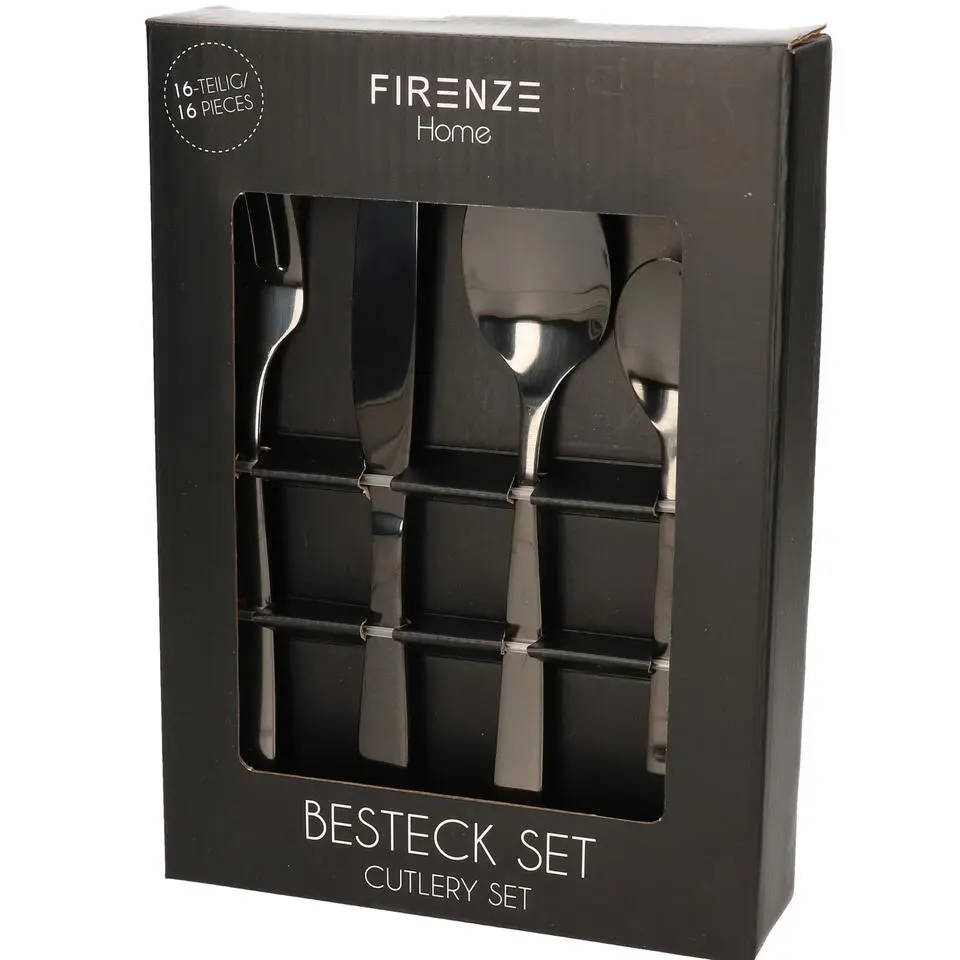 Cepewa Bestekset - 16-delig - RVS - mat zwart - 4 personen