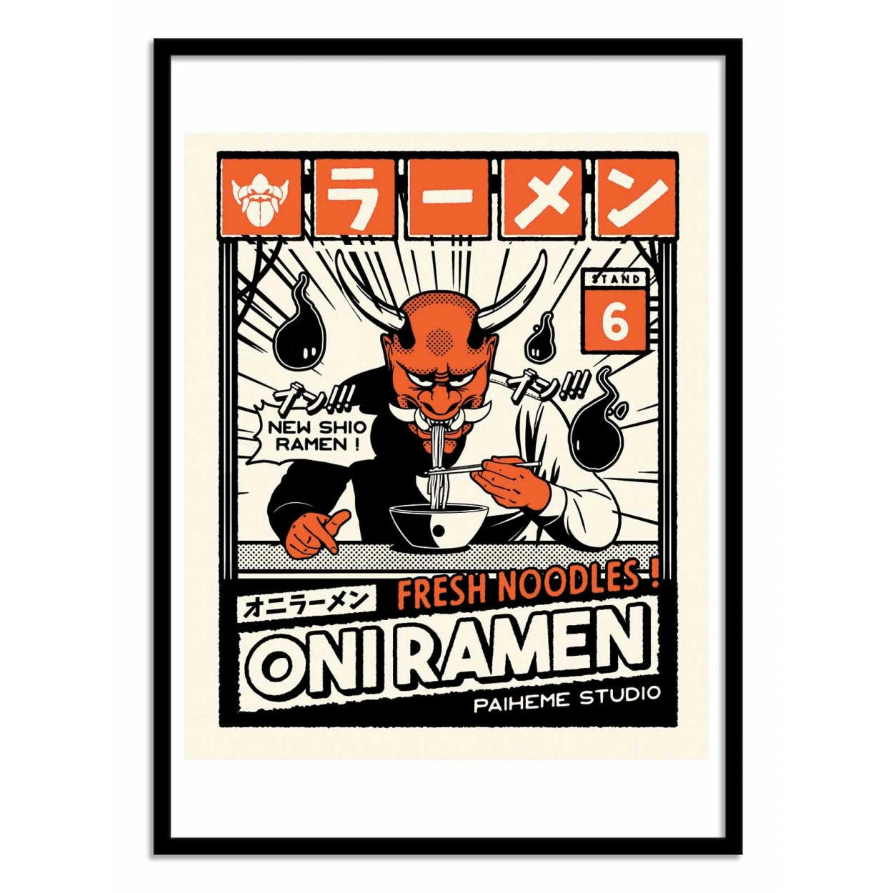 PAIHEME STUDIO - ONI RAMEN - Affiche d'art 30 x 40 cm