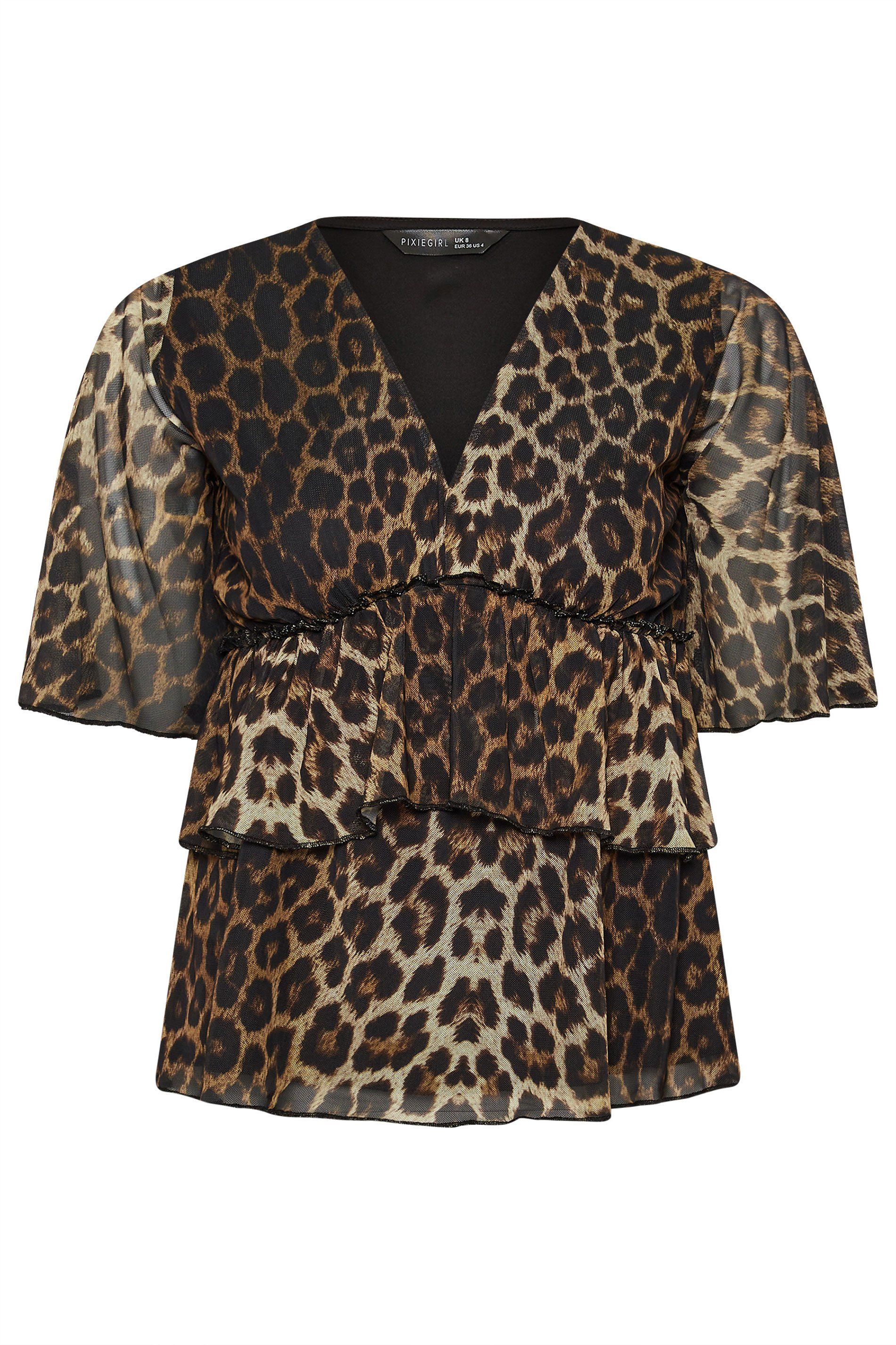 PixieGirl Petite Leopard Print Smock Top