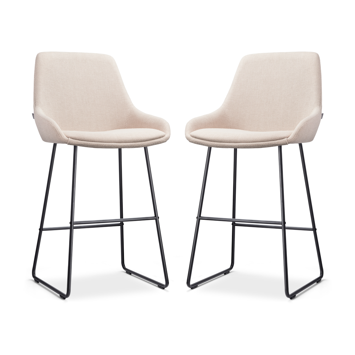 Nolon Nino-Isa Barkrukken Set van 2 - Beige - Zwart - 65 cm