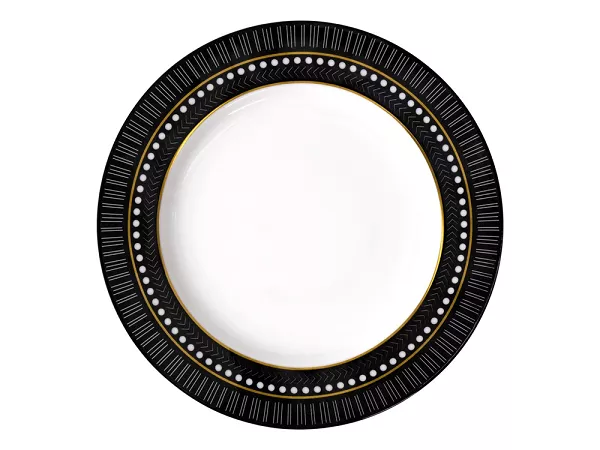 Zestaw do ciasta dla 6 osób Ćmielów - Kolekcja Jenny ART DECO G848 - czarny talerz