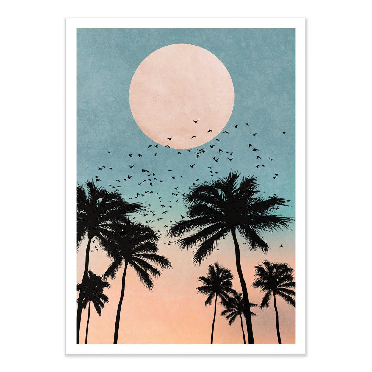 KUBISTIKA - SUNRISE - KUBISTIKA - Affiche d'art avec Cadre bois noir - 30 x 40 cm