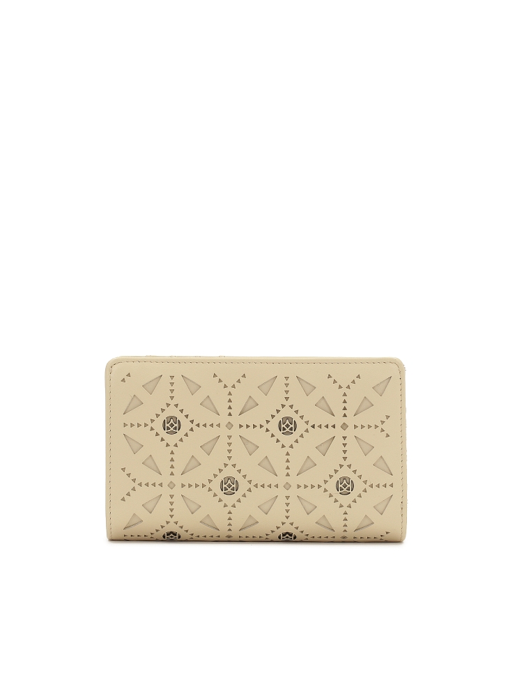 Leather wallet with openwork decoration