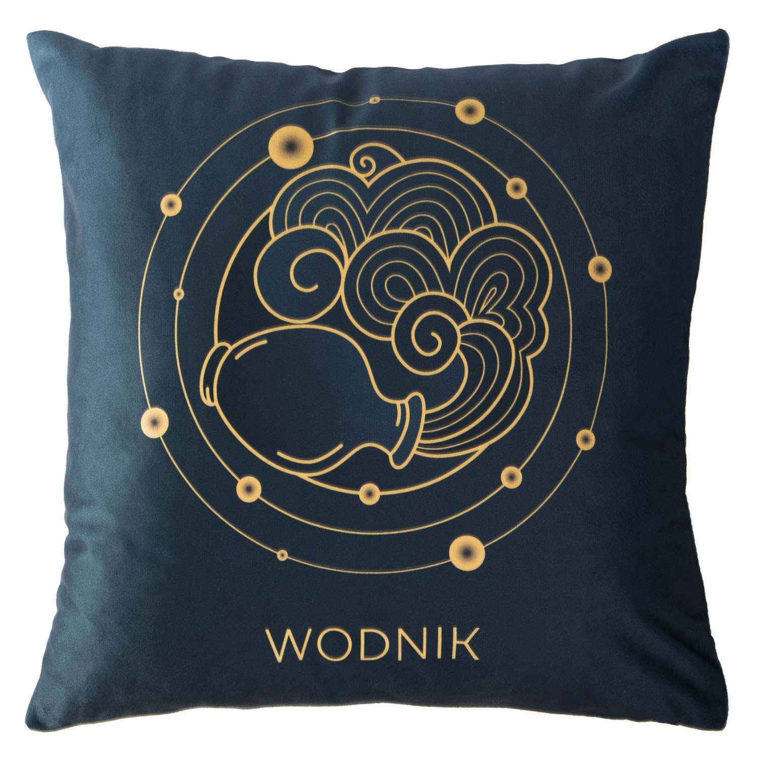 Poszewka 40x40 Zodiak Wodnik turkusowa ciemna welurowa