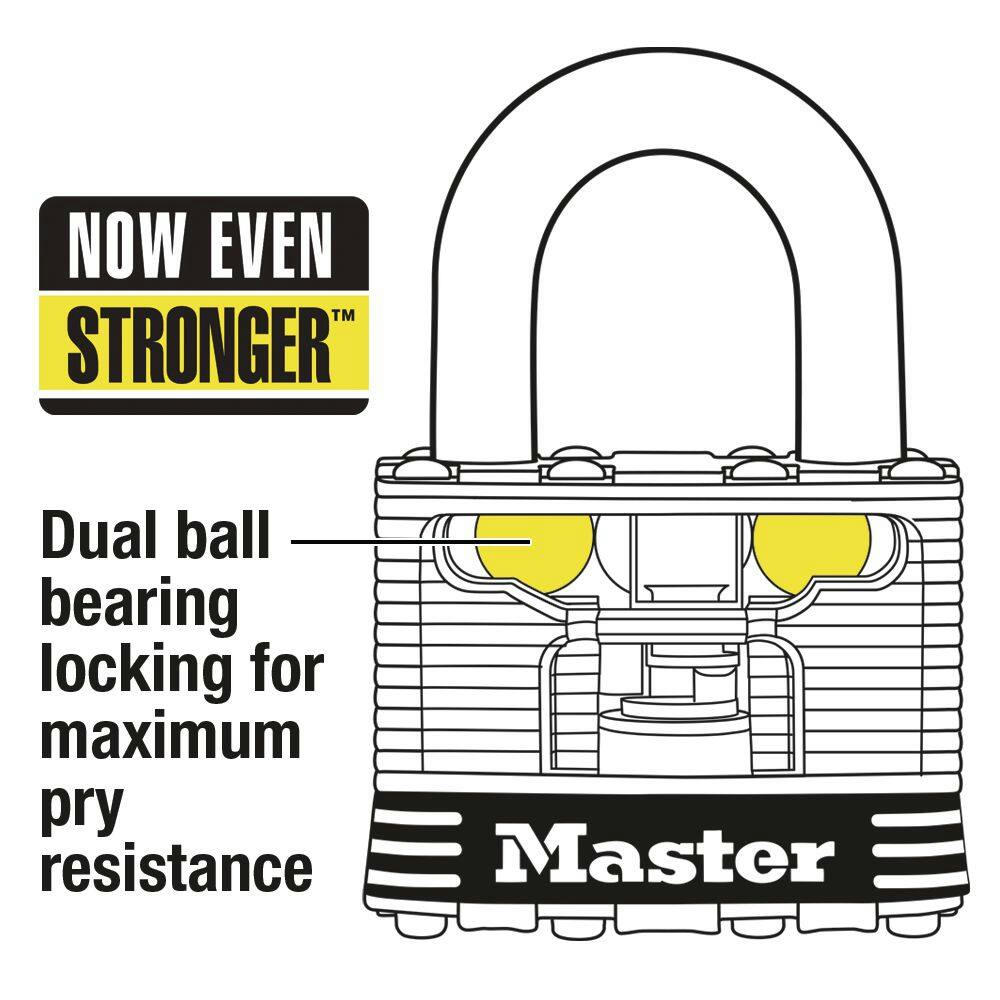 Master Lock 40mm-Wide Laminated Keyed Padlocks, Stainless Steel, 2-pk