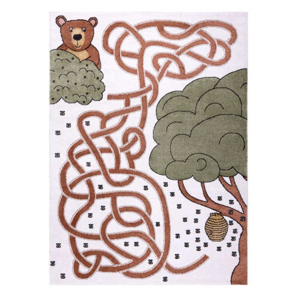 Dywan FUN Honey dla dzieci, niedźwiedź, pszczoły krem 80x150 cm