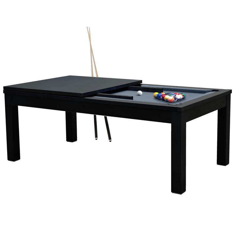 EDDIE - Table de billard convertible noire tapis gris
