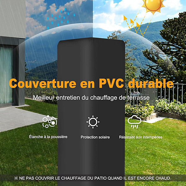Chauffage Exterieur 12KW avec Reflecteur en Verre de 75 CM Chauffage au Gaz avec Housse Etanche Dispositif de Anti basculement