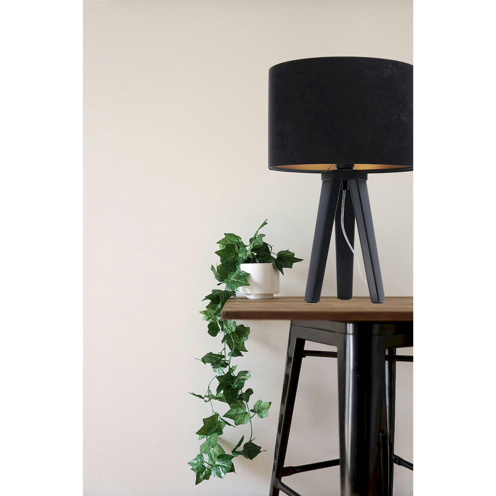 GLAMOUR - Lampe de chevet Bois Noir 30x30x46 cm