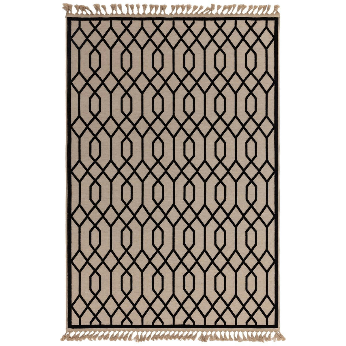 TORSY - Tapis moderne en coton noir 200x290 cm