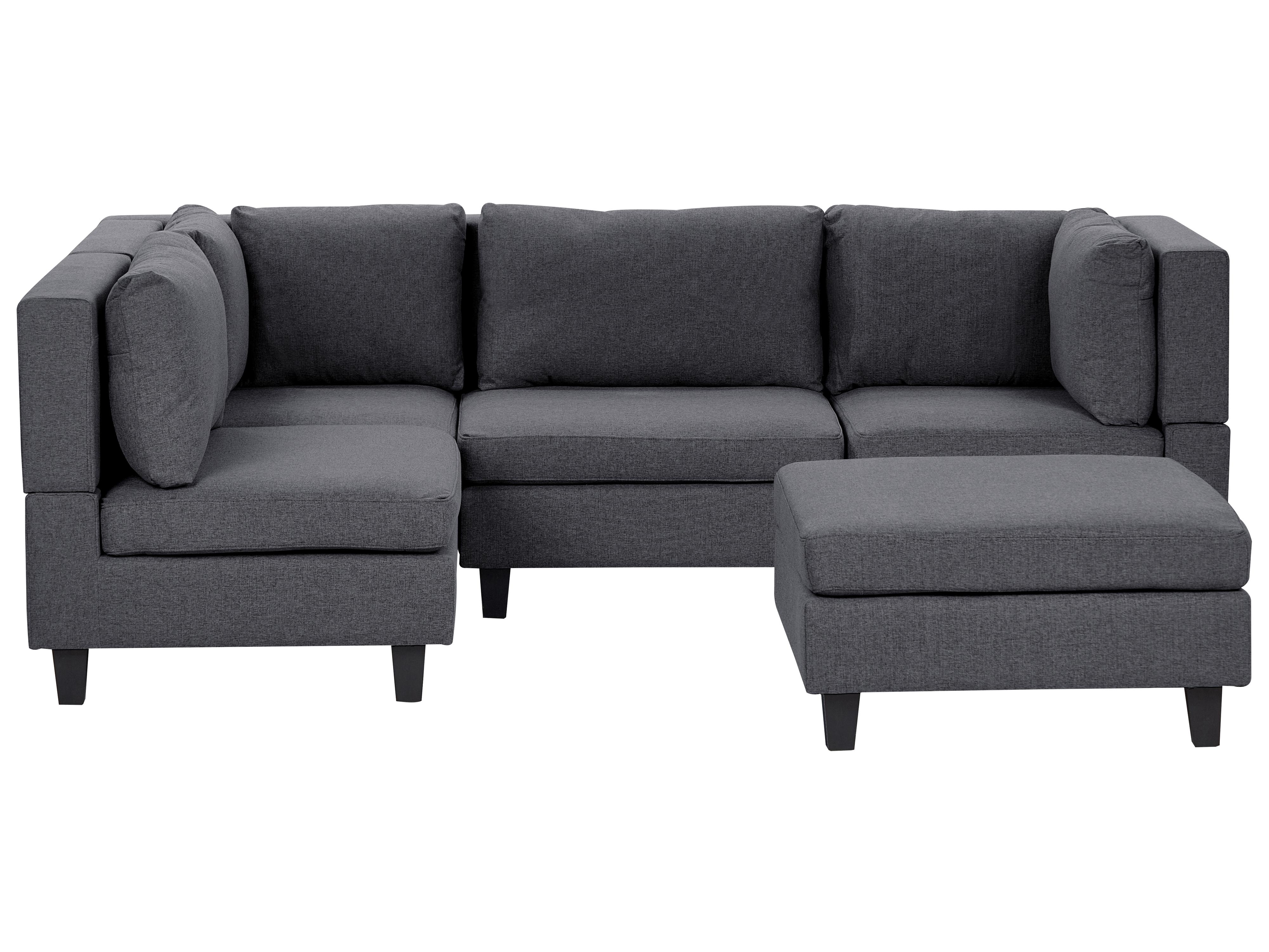 Modular Corner Sofa 4 Seater UNSTAD Fabric Dark Grey with Ottoman Right Hand
